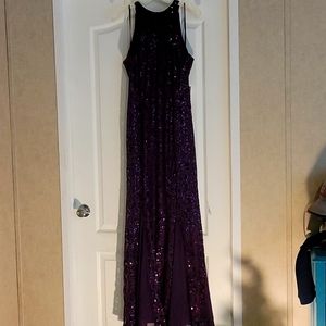 High-Neck Tie Sequin Lace Mermaid Gown with Godets